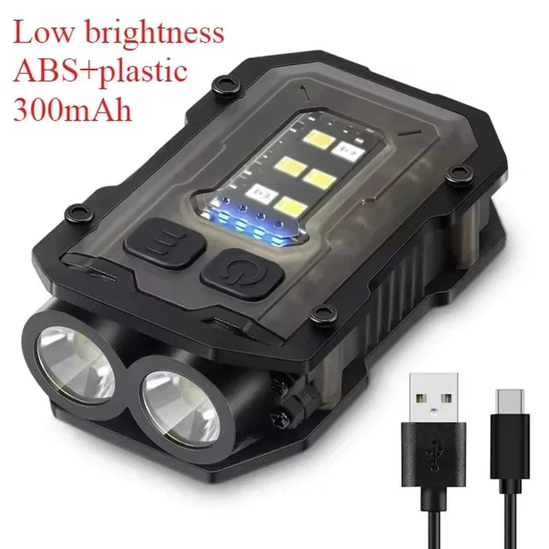 Tactical Portable EDC Mini LED Work Light - Rechargeable Flashlight for Outdoor Camping and Hiking with Molle Compatibility