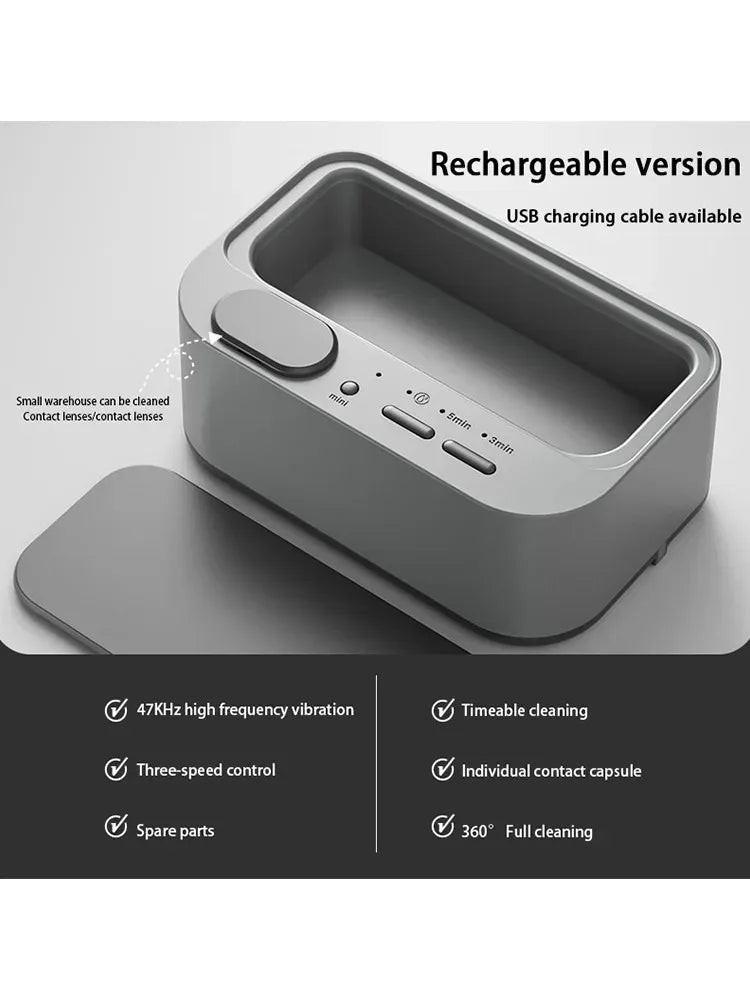 Revitalize Your Jewelry with the 48kHz Ultrasonic Cleaner - Dual Bins & Adjustable Vibration for Effortless Home Care