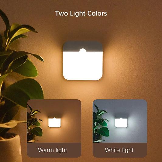 Rechargeable Motion Sensor LED Night Lights - Wireless Wall Lamp for Closets, Stairs, Kitchens, Bedrooms, and Garages