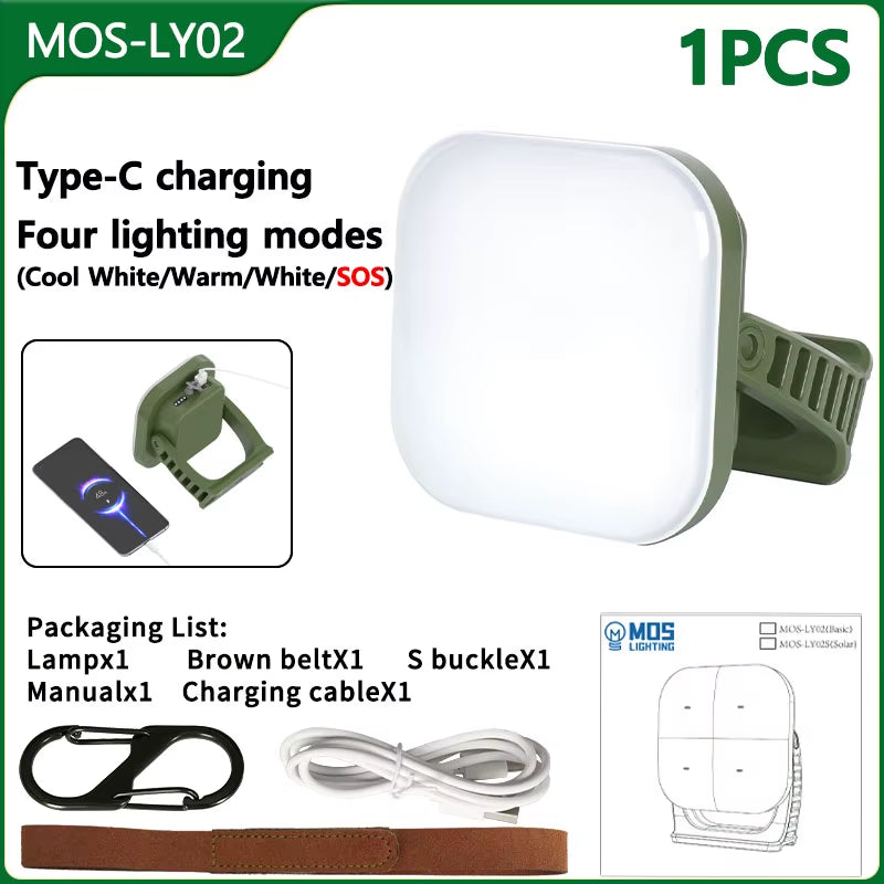 MOSLIGHTING 80W LED Solar Charging Tent Lantern - Portable Magnetic Zoom Torch for Camping and Maintenance Lighting