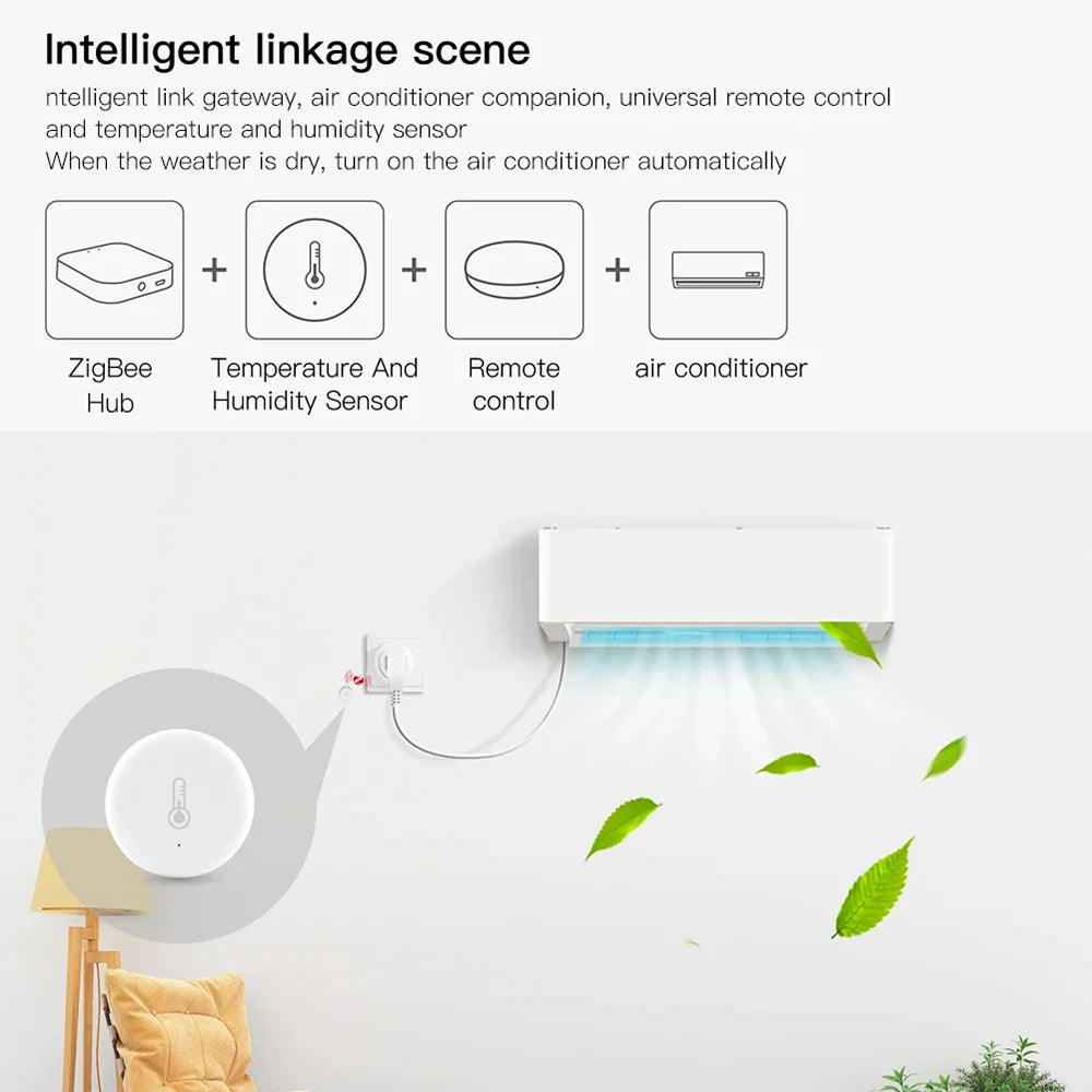 Tuya Zigbee Smart Temperature and Humidity Sensor Compatible with Smart Life, Alexa, and Google Assistant