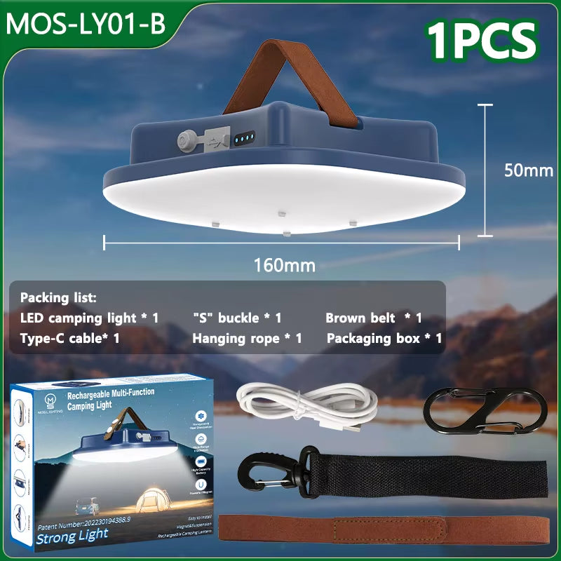 MOSLIGHTING 80W LED Solar Charging Tent Lantern - Portable Magnetic Zoom Torch for Camping and Maintenance Lighting