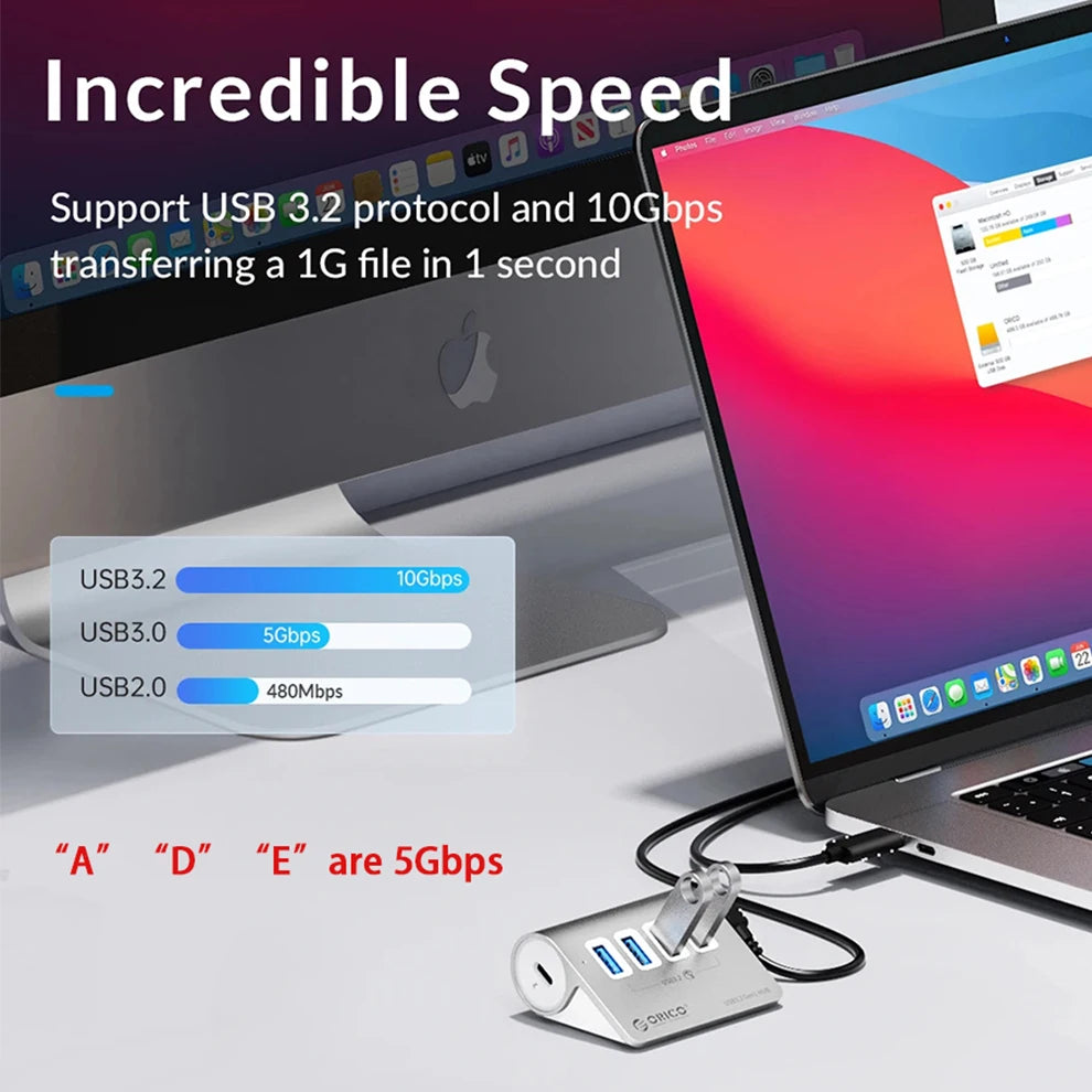 10Gbps USB 3.2 Type-C Docking Station Hub with PD60W Charging Adapter and Multi-Port Switch for PC and Laptop Accessories