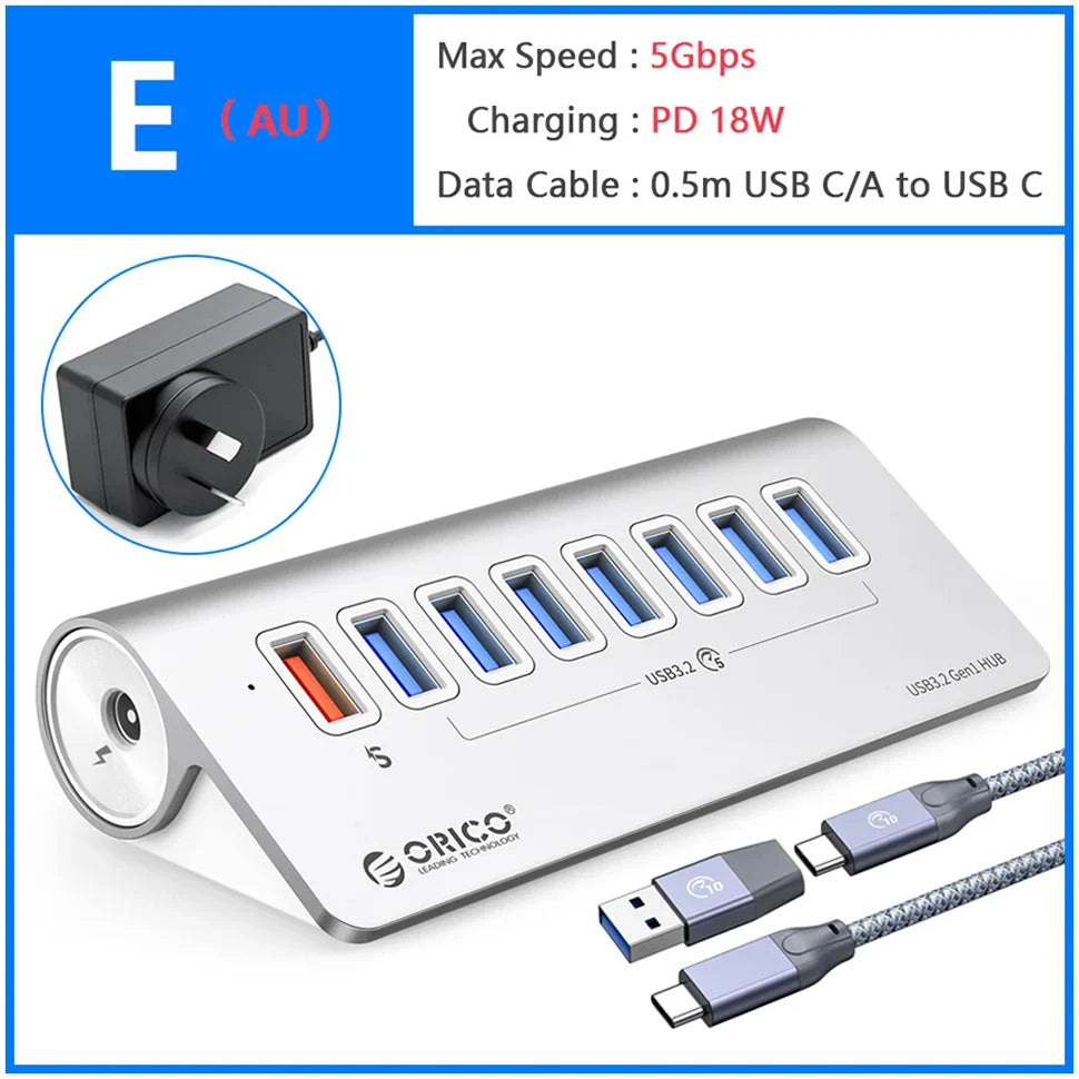 10Gbps USB 3.2 Type-C Docking Station Hub with PD60W Charging Adapter and Multi-Port Switch for PC and Laptop Accessories