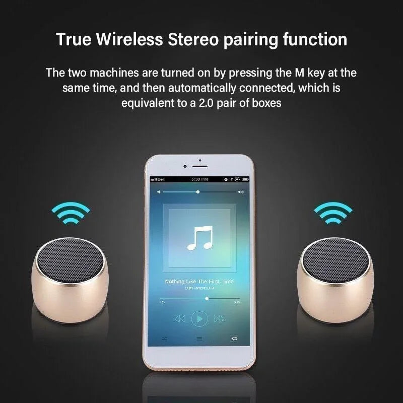 Mini Wireless Bluetooth Speaker - Portable Metal Loudspeaker for Mobile Phones and Computers