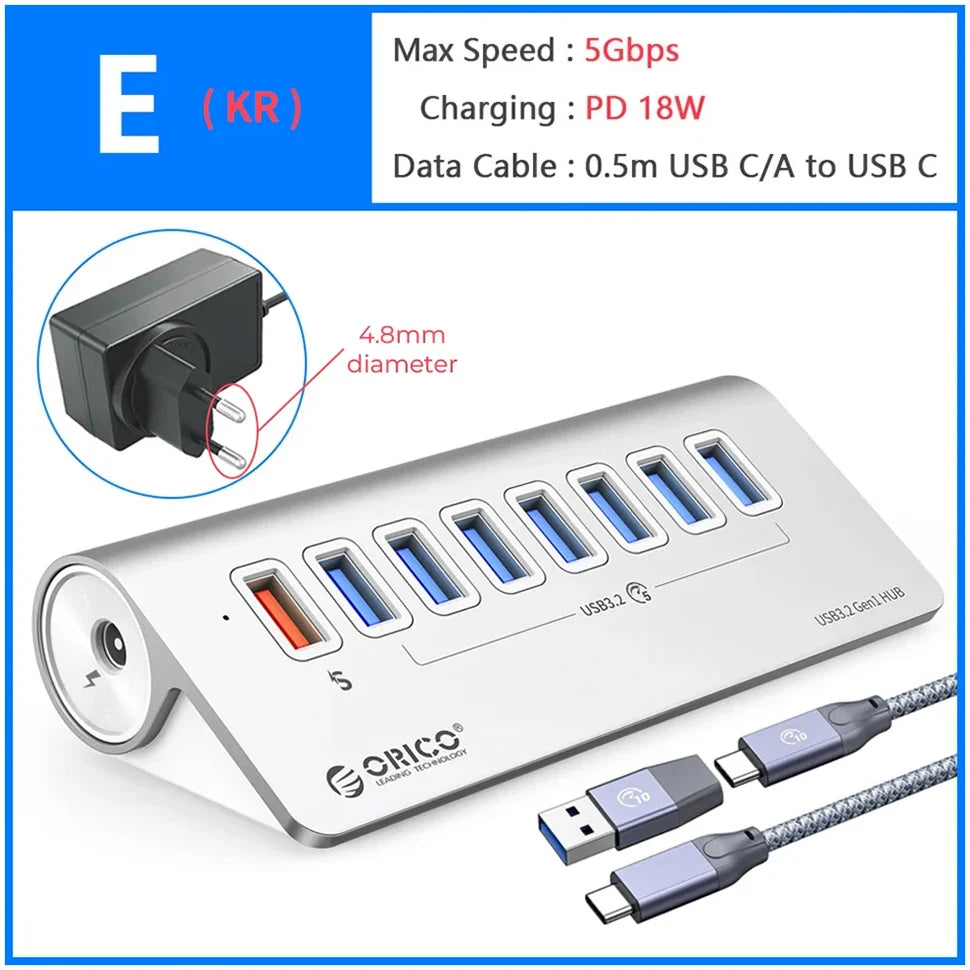 10Gbps USB 3.2 Type-C Docking Station Hub with PD60W Charging Adapter and Multi-Port Switch for PC and Laptop Accessories