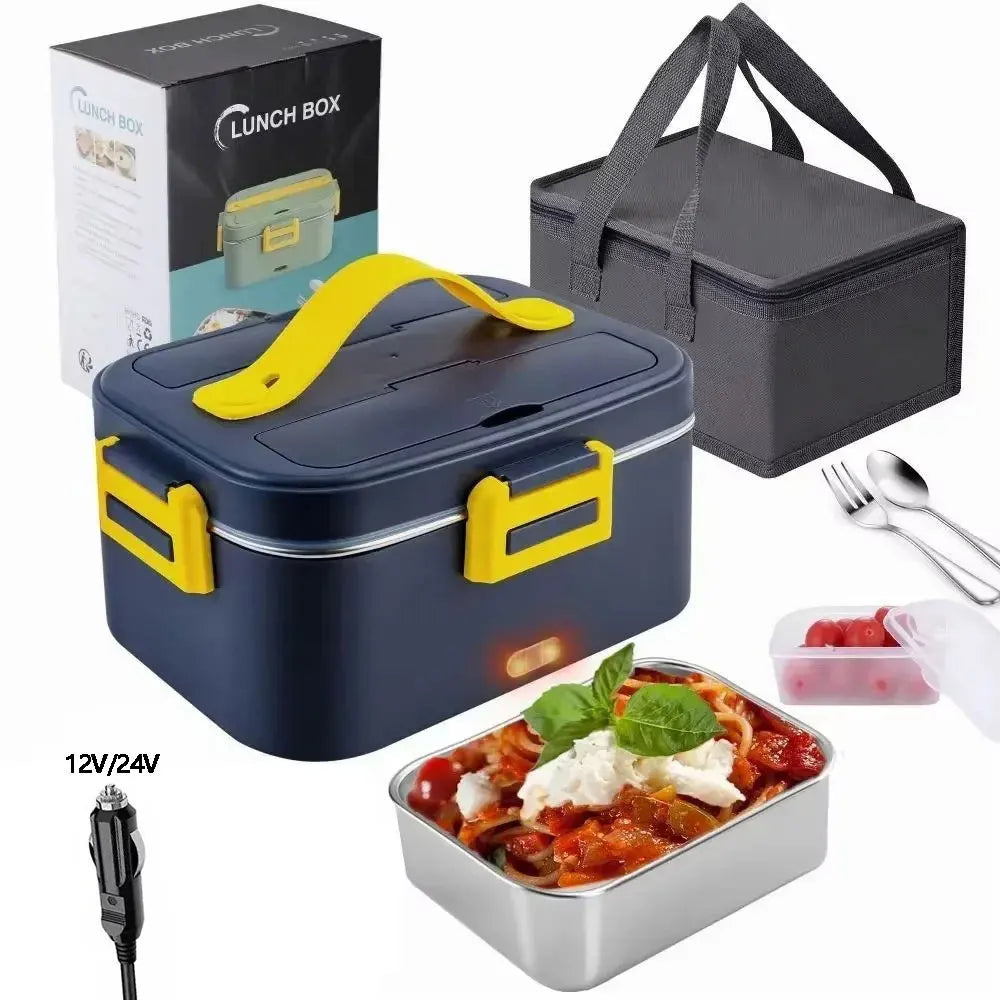 1.8L 3-in-1 Portable Electric Food Heater with Insulated Carry Bag - 75W Leakproof Heated Lunch Box for Car, Truck, and Office Use