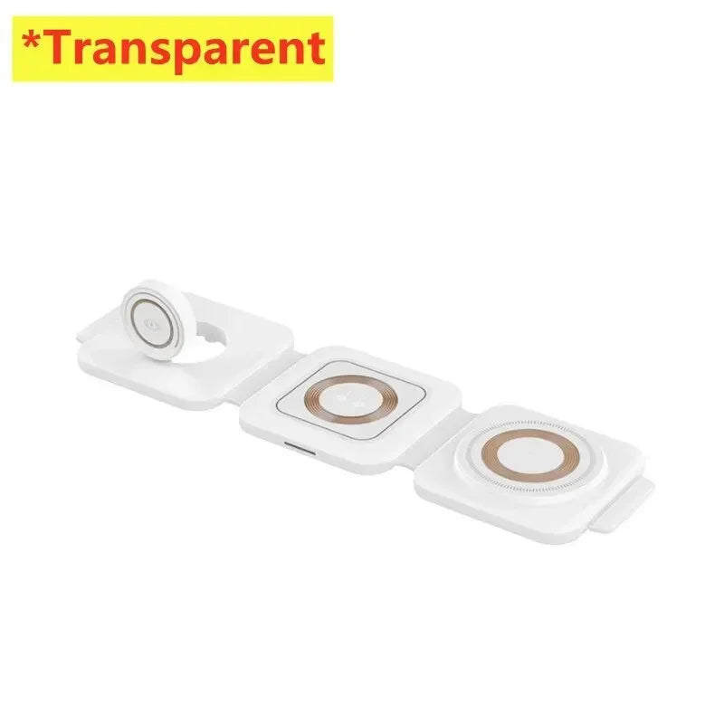 3-in-1 Magnetic Wireless Charging Station - 30W Fast Charging Pad and Foldable Stand for iPhone 16-12 and Apple Watch Series 8-7