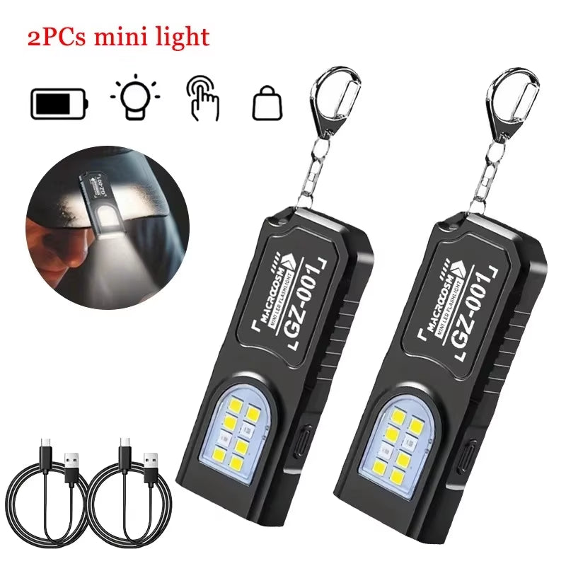 Tactical Portable EDC Mini LED Work Light - Rechargeable Flashlight for Outdoor Camping and Hiking with Molle Compatibility