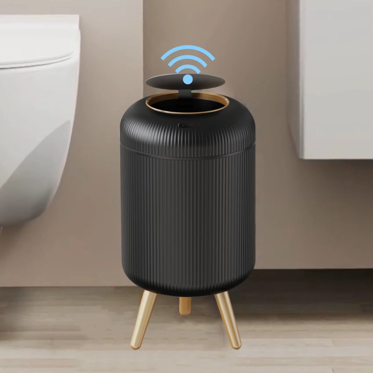 Smart Motion Sensor Trash Can with Lid - Compact Plastic Design for Bedroom, Bathroom, Kitchen, and Office Use