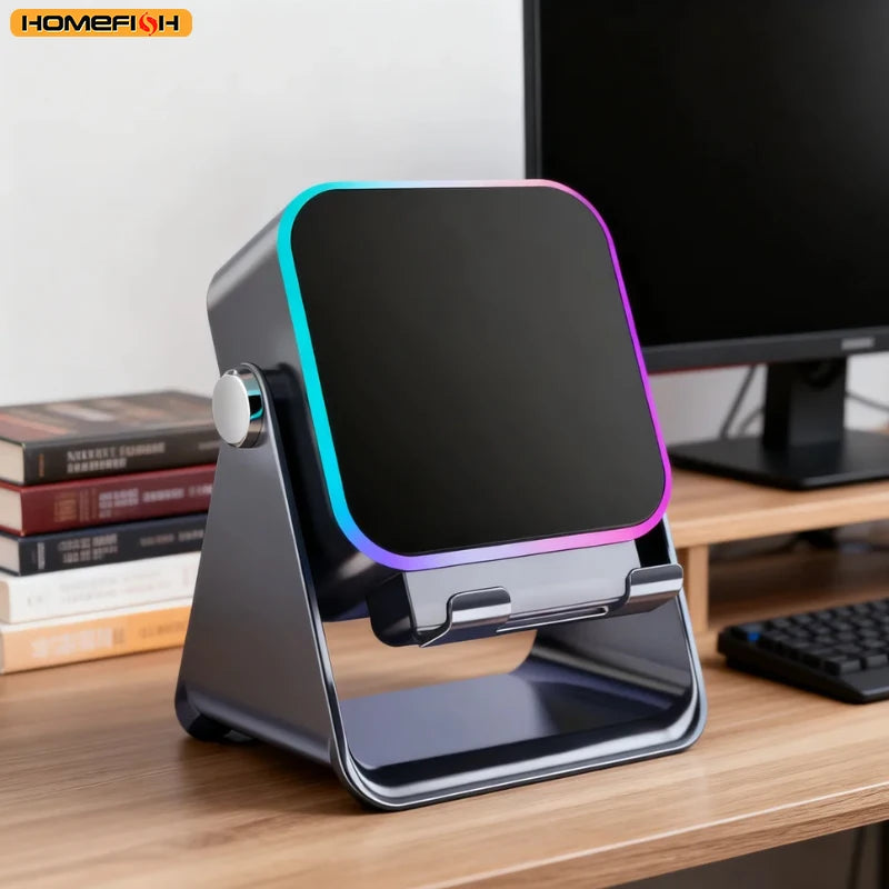 5-in-1 Wireless Induction Speaker with 8-Mode RGB Lighting and Surround Sound - Portable Bluetooth Phone Stand