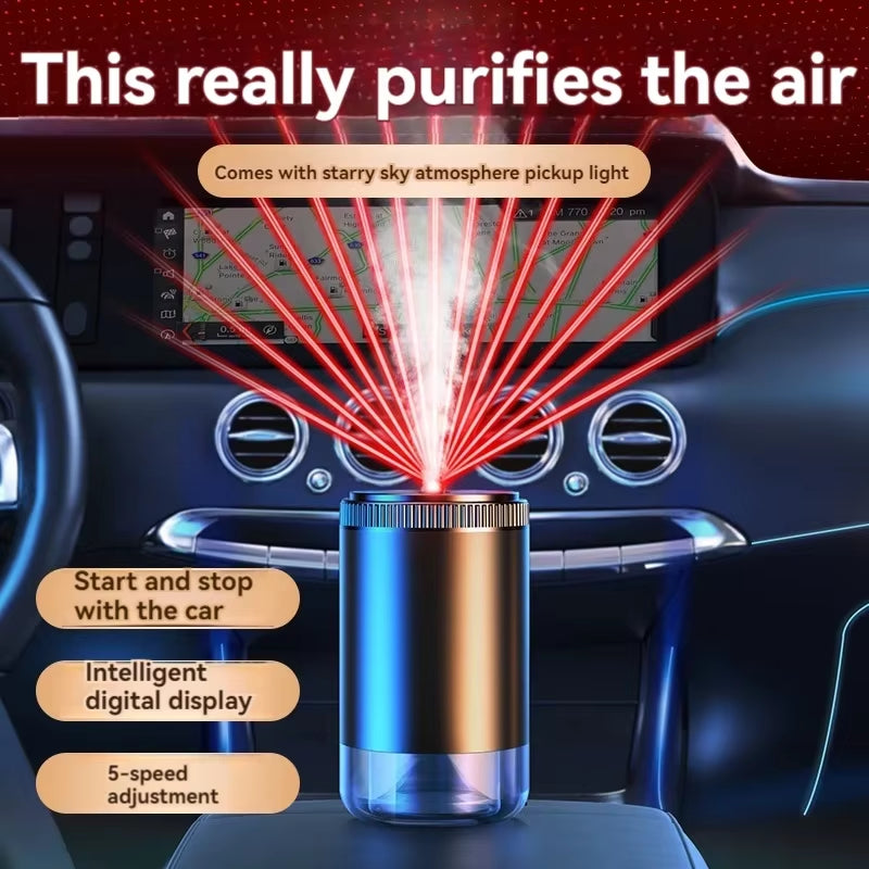 Rechargeable Smart Car Aroma Diffuser and Air Freshener with 5 Modes, Starry Sky Ambient Light, USB Connectivity, and Humidifying Function