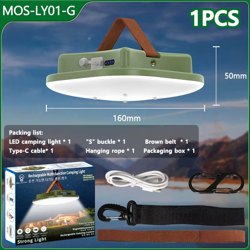 MOSLIGHTING 80W LED Solar Charging Tent Lantern - Portable Magnetic Zoom Torch for Camping and Maintenance Lighting