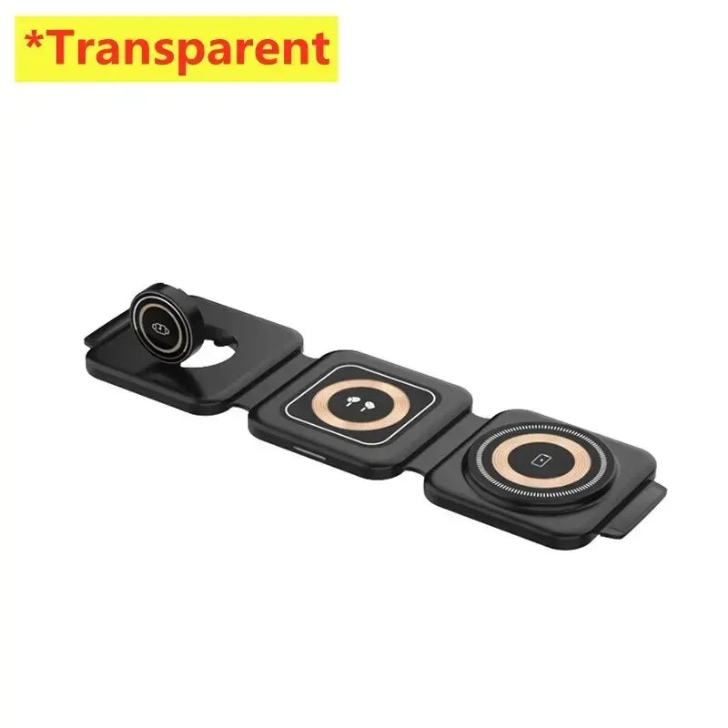 3-in-1 Magnetic Wireless Charging Station - 30W Fast Charging Pad and Foldable Stand for iPhone 16-12 and Apple Watch Series 8-7