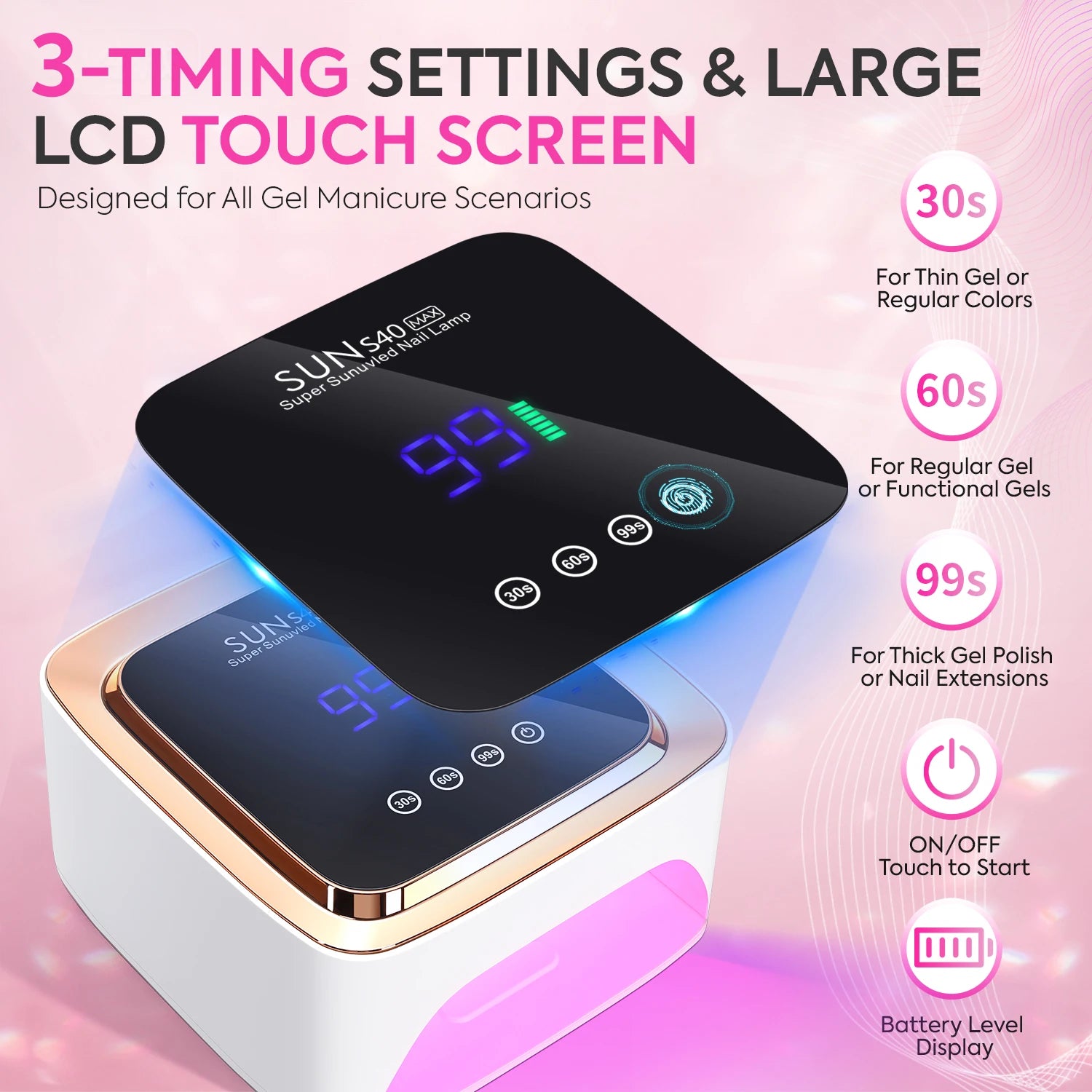Professional 57-LED Rechargeable UV Nail Drying Light, 180W with Smart Sensor for Manicure Equipment