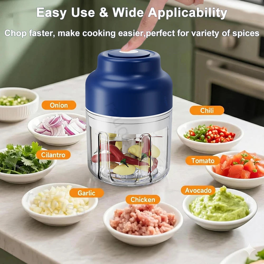 320ml Electric Food Chopper - USB Rechargeable Garlic and Meat Grinder, Portable Blender
