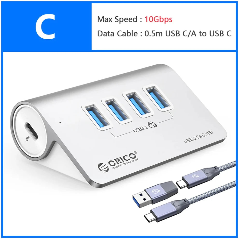 10Gbps USB 3.2 Type-C Docking Station Hub with PD60W Charging Adapter and Multi-Port Switch for PC and Laptop Accessories