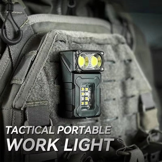 Tactical Portable EDC Mini LED Work Light - Rechargeable Flashlight for Outdoor Camping and Hiking with Molle Compatibility