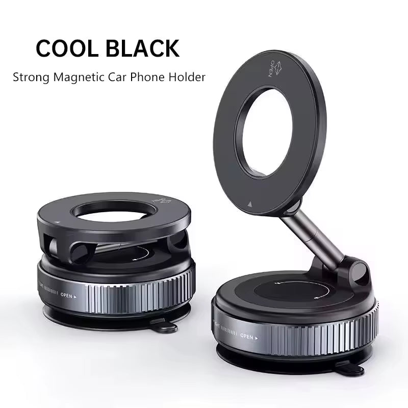 Premium Magnetic Car Phone Holder with Foldable MagSafe Design - 360° Adjustable Vacuum Mount for Versatile Use in Car, Desk, and Bathroom