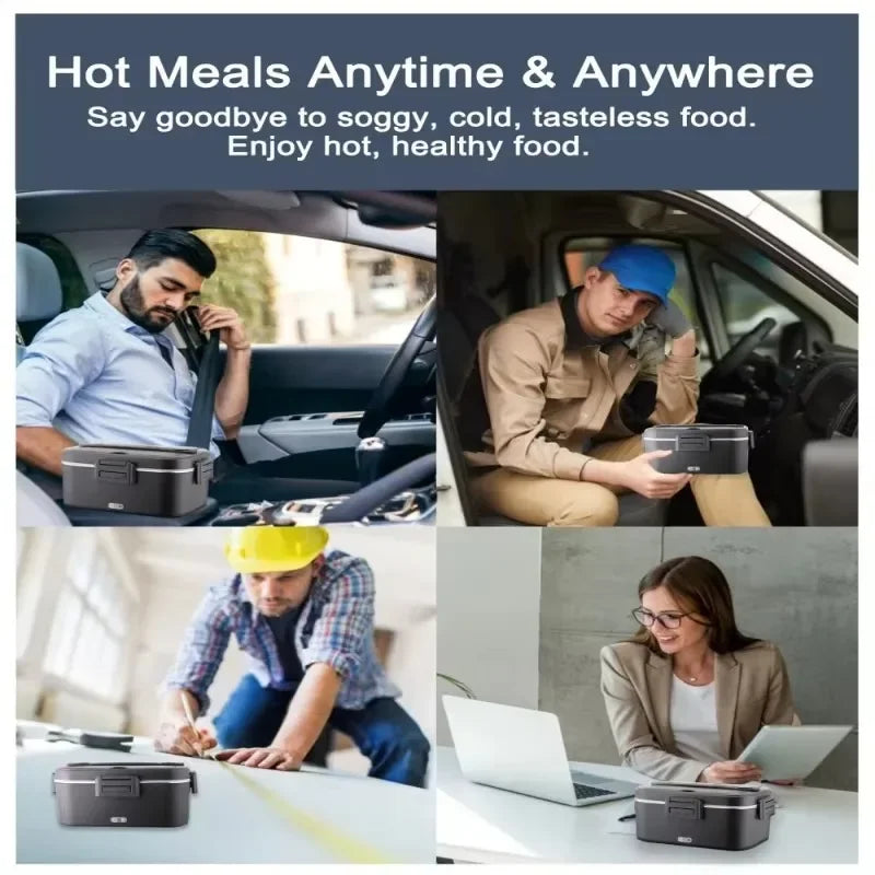 1.8L 3-in-1 Portable Electric Food Heater with Insulated Carry Bag - 75W Leakproof Heated Lunch Box for Car, Truck, and Office Use