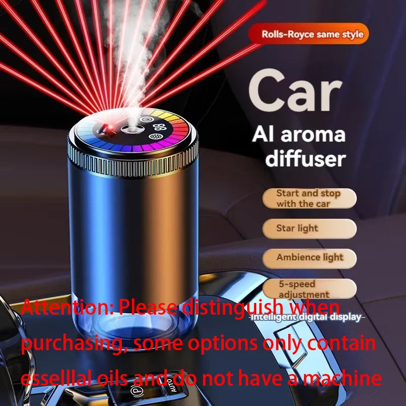 Rechargeable Smart Car Aroma Diffuser and Air Freshener with 5 Modes, Starry Sky Ambient Light, USB Connectivity, and Humidifying Function