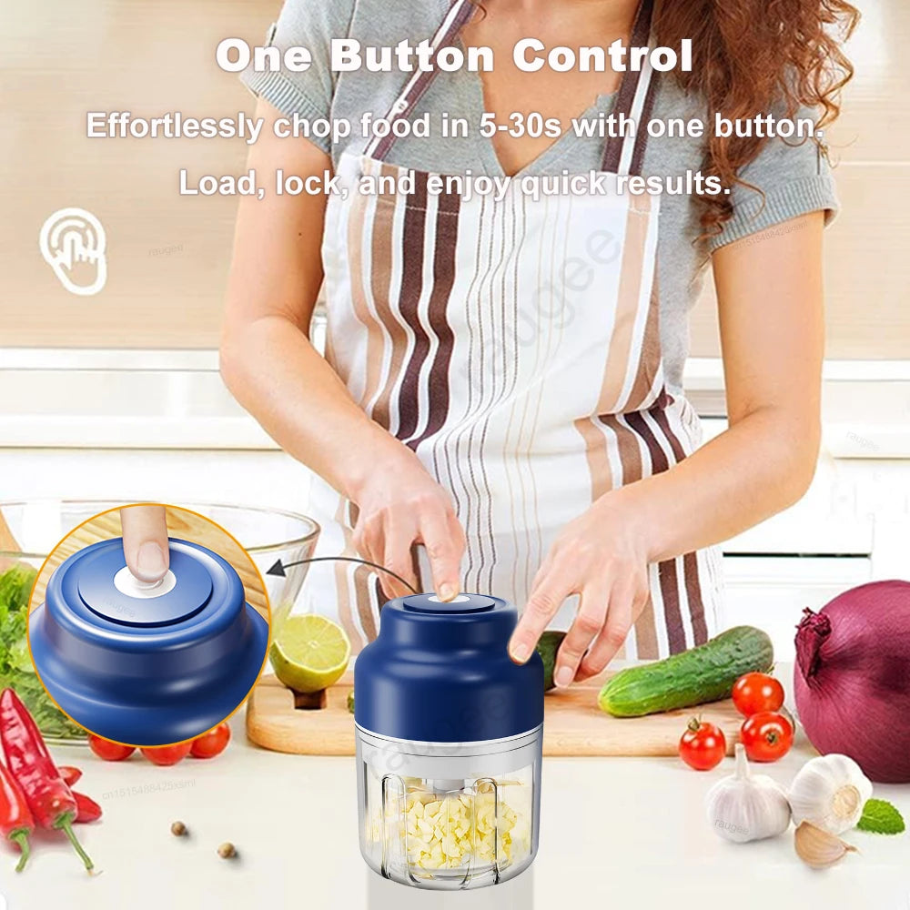 320ml Electric Food Chopper - USB Rechargeable Garlic and Meat Grinder, Portable Blender