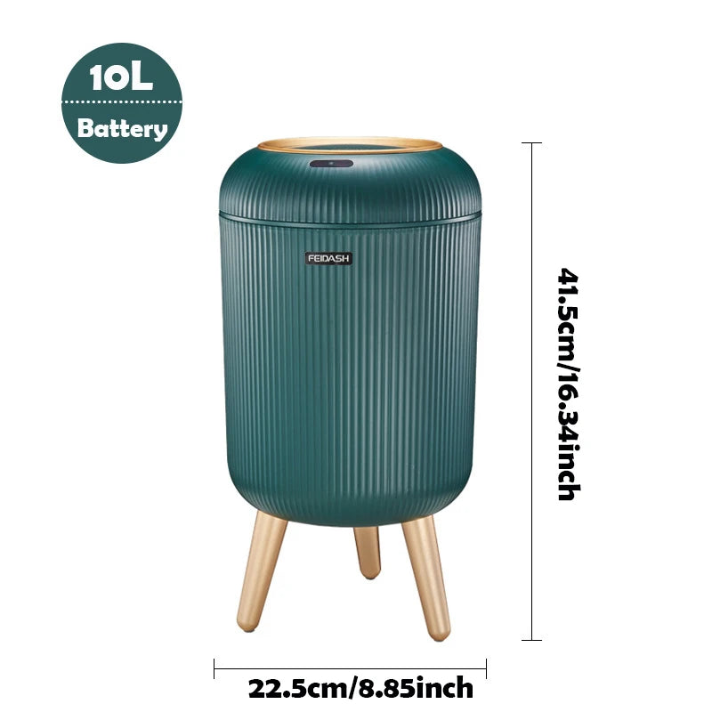 Smart Motion Sensor Trash Can with Lid - Compact Plastic Design for Bedroom, Bathroom, Kitchen, and Office Use