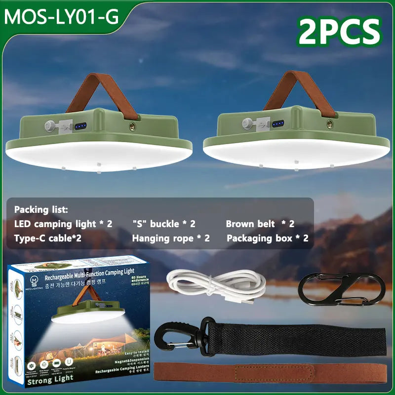 MOSLIGHTING 80W LED Solar Charging Tent Lantern - Portable Magnetic Zoom Torch for Camping and Maintenance Lighting