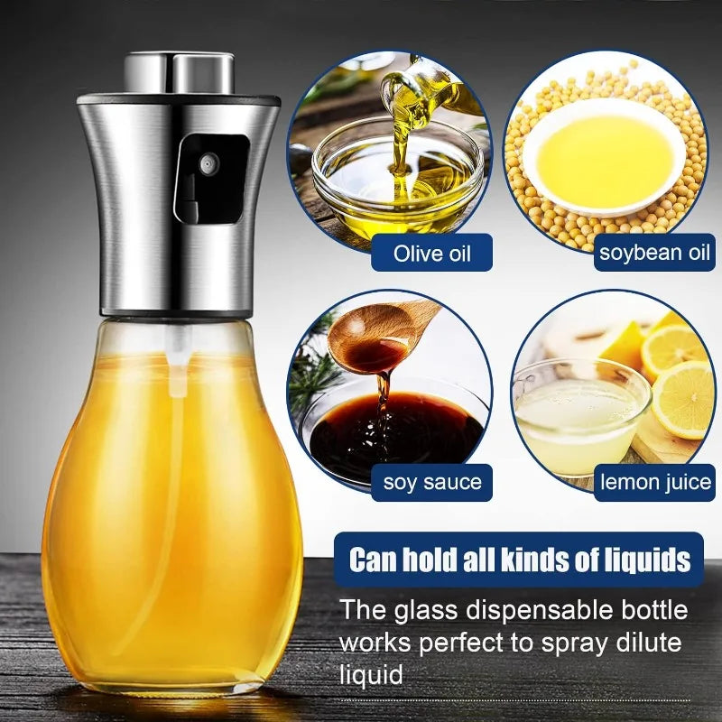200ml Stainless Steel Oil Sprayer Bottle - Reusable Olive Oil Mister, Refillable and Portable Kitchen Essential