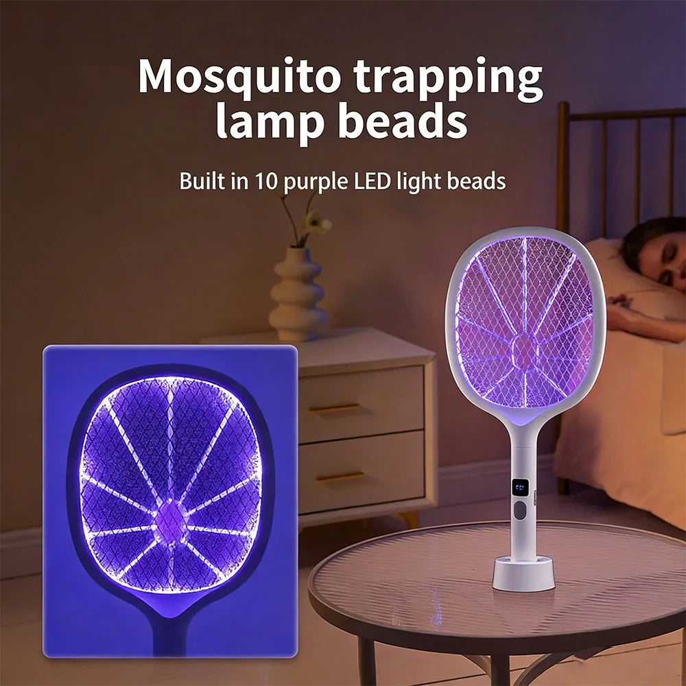 Rechargeable Telescopic Electric Mosquito Swatter with Type-C Charging - Automatic Handheld Bug Zapper for Indoor and Outdoor Use