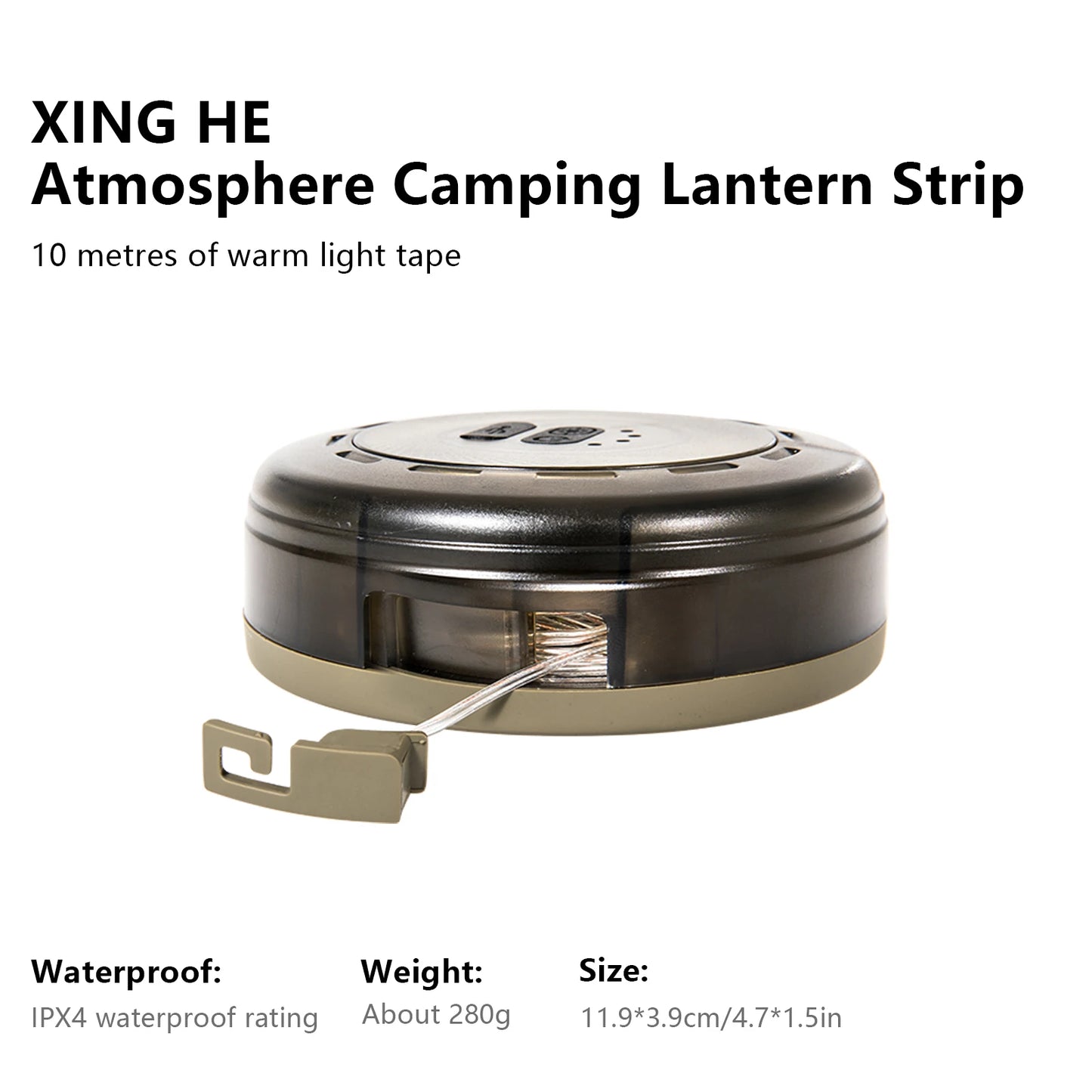 Rechargeable LED Camping String Light with USB Charging, 2000mAh Battery, IPX4 Waterproof Rating