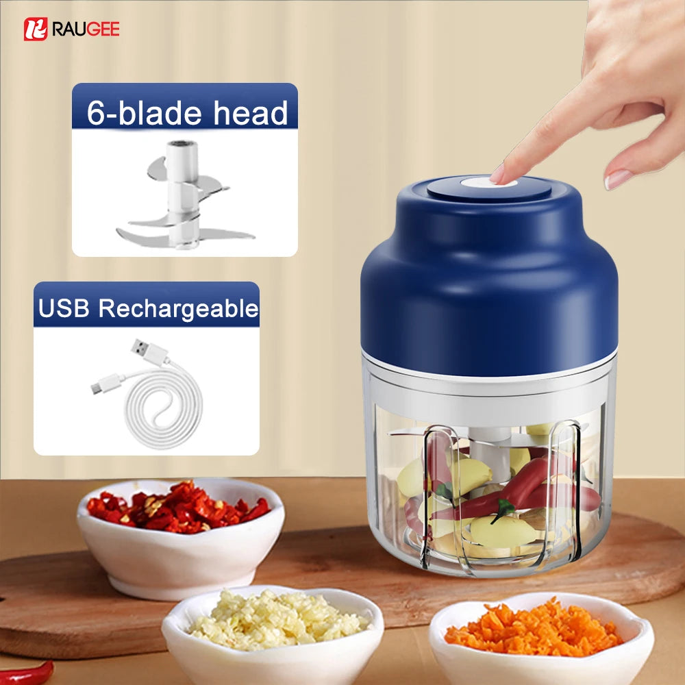 320ml Electric Food Chopper - USB Rechargeable Garlic and Meat Grinder, Portable Blender
