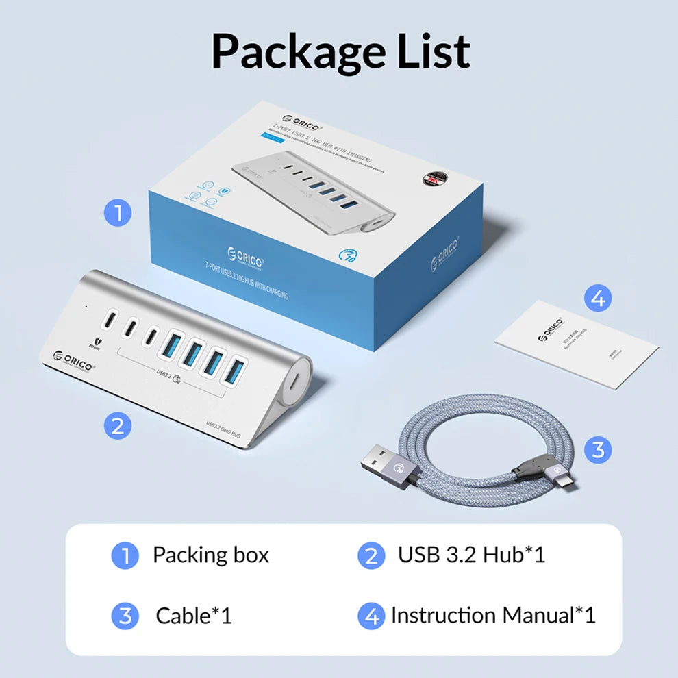 10Gbps USB 3.2 Type-C Docking Station Hub with PD60W Charging Adapter and Multi-Port Switch for PC and Laptop Accessories