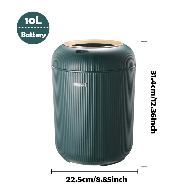 Smart Motion Sensor Trash Can with Lid - Compact Plastic Design for Bedroom, Bathroom, Kitchen, and Office Use