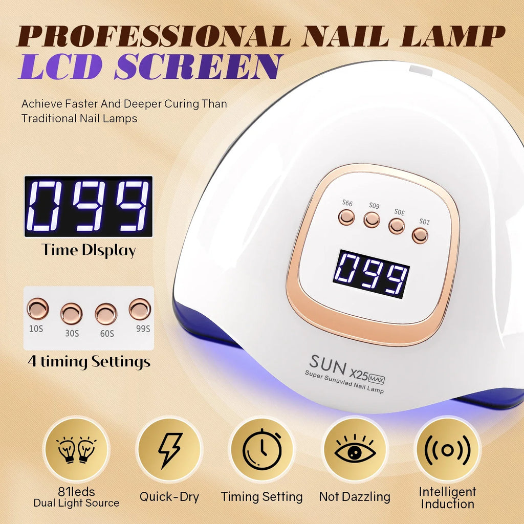 Elevate Your Nail Game with the SUN X25MAX 81LED UV Nail Lamp - The Ultimate Quick-Dry Solution for Gel Polishes in Salons and at Home