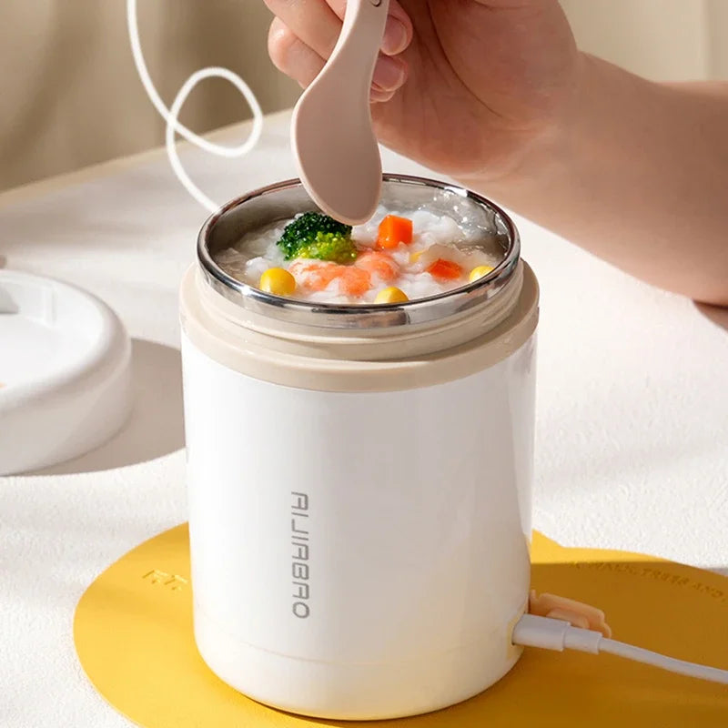 600ML USB Electric Heating Lunch Box - Portable Stainless Steel Food Warmer for Picnic and Milk Drinks, Compatible with 5V, 12V, and 24V Power Sources