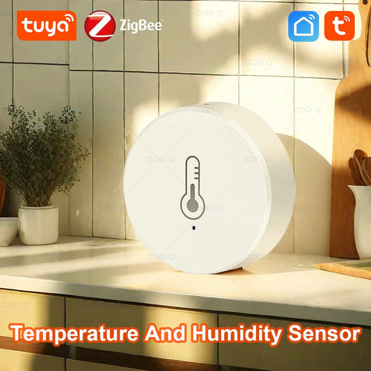 Tuya Zigbee Smart Temperature and Humidity Sensor Compatible with Smart Life, Alexa, and Google Assistant