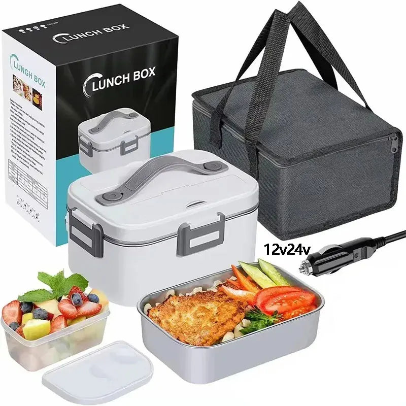 1.8L 3-in-1 Portable Electric Food Heater with Insulated Carry Bag - 75W Leakproof Heated Lunch Box for Car, Truck, and Office Use