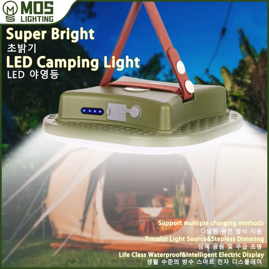 MOSLIGHTING 80W LED Solar Charging Tent Lantern - Portable Magnetic Zoom Torch for Camping and Maintenance Lighting