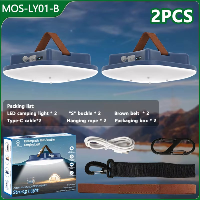 MOSLIGHTING 80W LED Solar Charging Tent Lantern - Portable Magnetic Zoom Torch for Camping and Maintenance Lighting