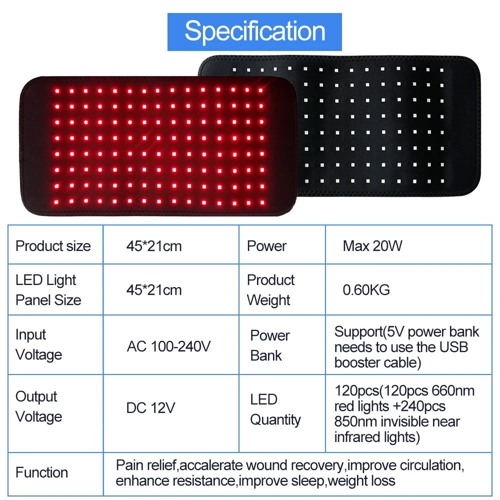 Revolutionary 120 LED Red Light Therapy Belt for Ultimate Back Pain Relief - Experience Soothing Joint and Muscle Recovery at Home