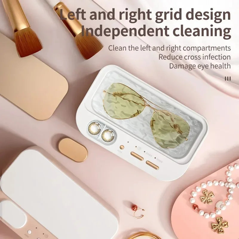 Revitalize Your Jewelry with the 48kHz Ultrasonic Cleaner - Dual Bins & Adjustable Vibration for Effortless Home Care