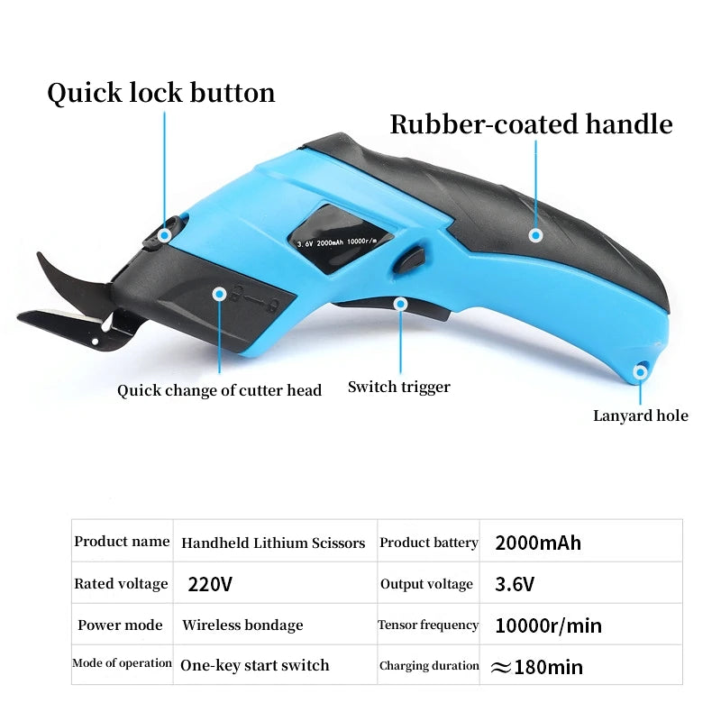 Revolutionary Cordless Electric Tailoring Scissors: USB Rechargeable for Effortless Cutting of Cotton, Leather, and More