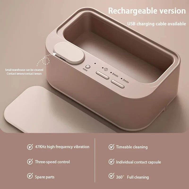 Revitalize Your Jewelry with the 48kHz Ultrasonic Cleaner - Dual Bins & Adjustable Vibration for Effortless Home Care