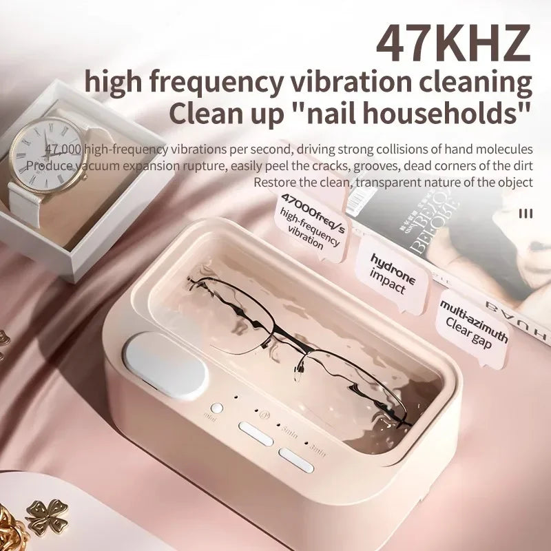 Revitalize Your Jewelry with the 48kHz Ultrasonic Cleaner - Dual Bins & Adjustable Vibration for Effortless Home Care