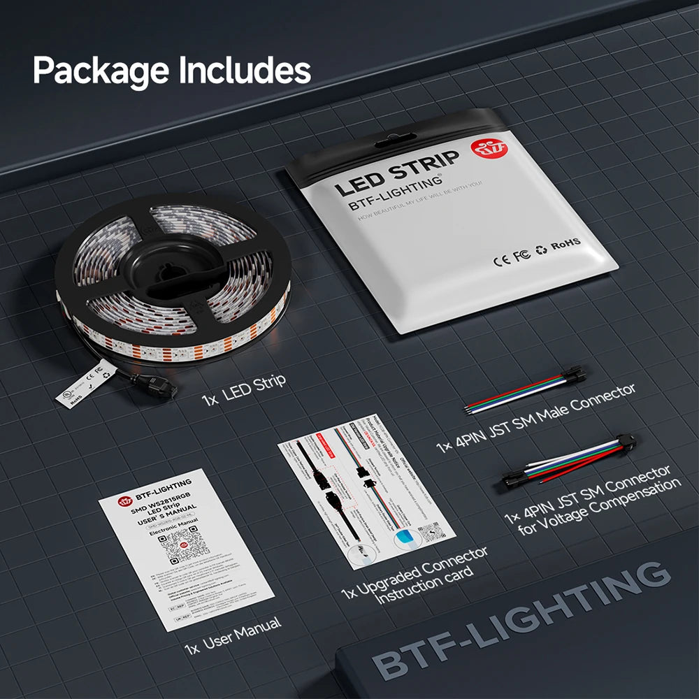 Transform Your Space with the Versatile WS2815 DC12V Individually Addressable RGB LED Strip Light – Choose from 30, 60, 100, or 144 LEDs for Stunning Custom Lighting!