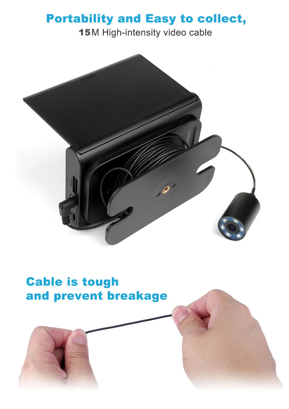 Discover the Depths with Our 4.3-Inch Portable Underwater Fish Finder - 15M Cable, 1000TVL Camera & 6 IR LEDs for Ultimate Fishing Success!