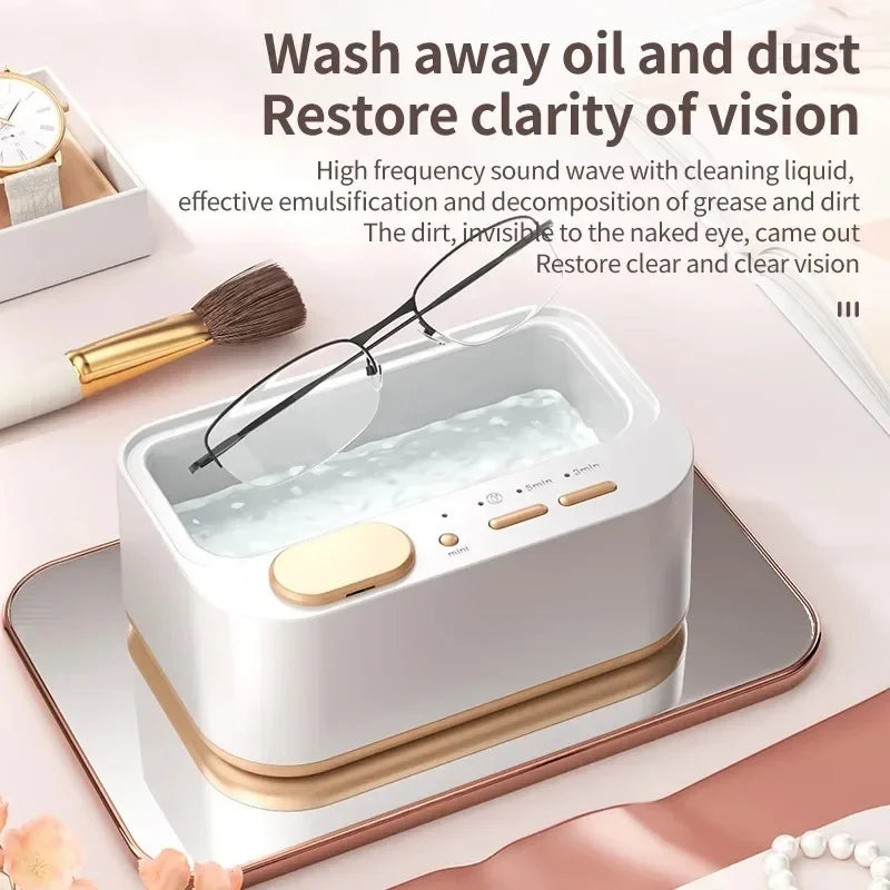 Revitalize Your Jewelry with the 48kHz Ultrasonic Cleaner - Dual Bins & Adjustable Vibration for Effortless Home Care