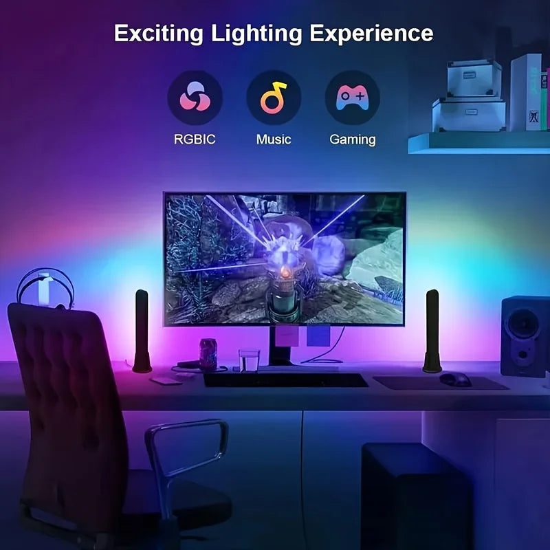 Transform Your Space with the Smart LED Table Lamp - Remote-Controlled RGB Lighting in 16 Colors for Gaming and Decoration