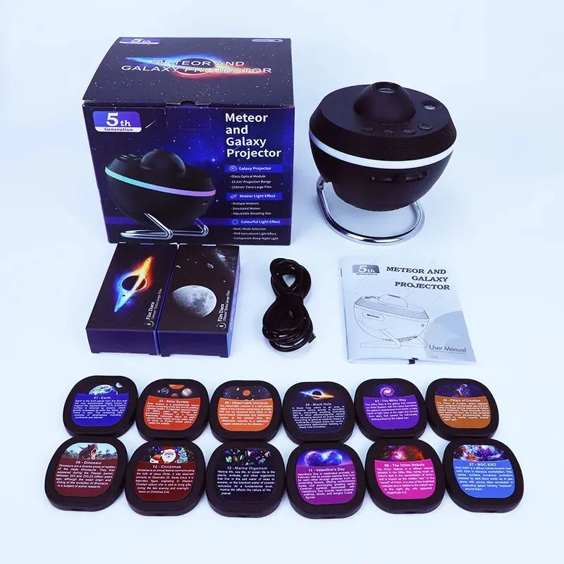 Transform Your Child's Room with the 12-in-1 Galaxy Star Projector: Enchanting Meteor Night Light & Planetarium Experience